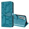Foreign trade tree of life embossing is suitable for Samsung S23PLUS mobile phone case card holder S22U clamshell leather case A14