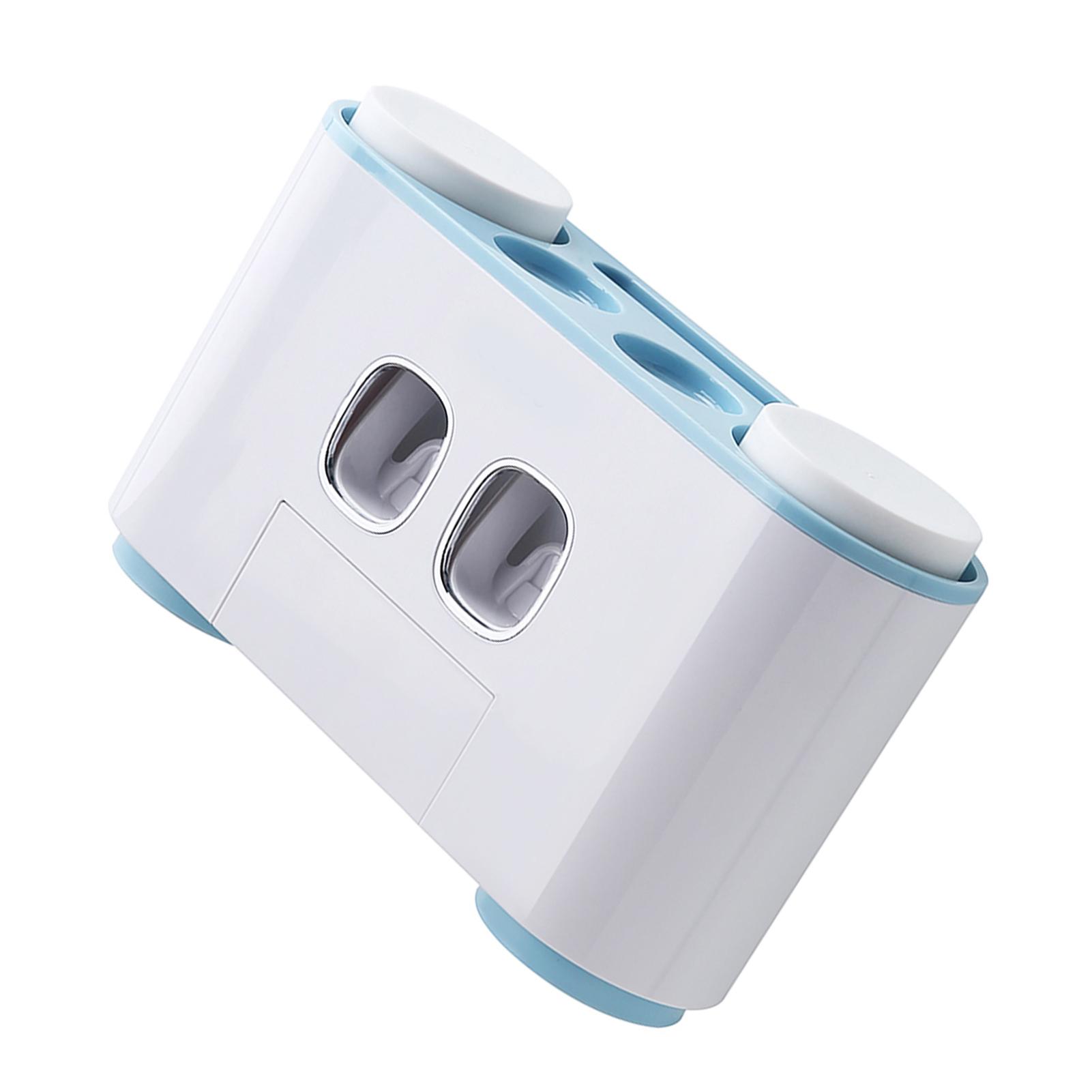 

Wall-Mounted Toothbrush Holder with 2 Tootaste Dispensers 4 Cups and 5 Toothbrush Slots Toiletries Storage Rack