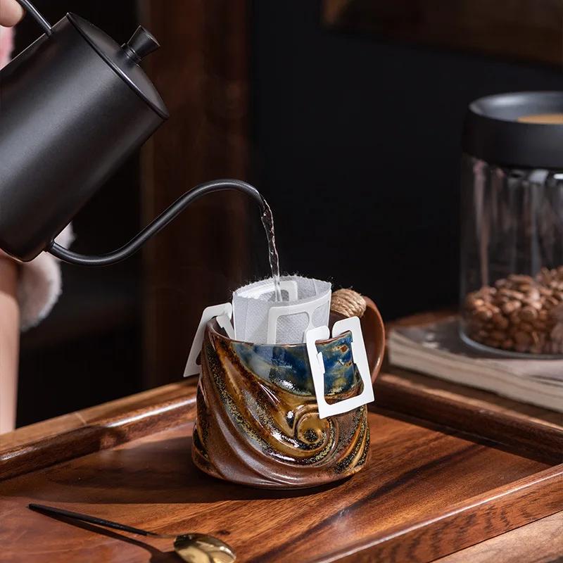 320ml Ceramic Mug Creative Tea Coffee Cup Spiral Hemp Rope Vintage Office Mug Water Cup Household Decoration Handmade Gift Mug