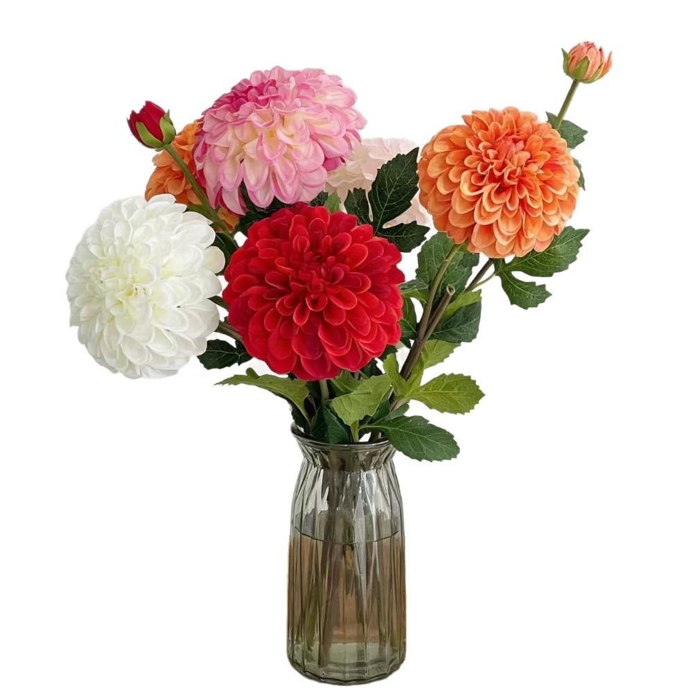 Pink Artificial Dahlia Flowers 2 Heads Artificial Faux Plants  Home Decoration