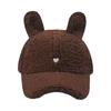 Rabbit Ear Plush Baseball Cap for Teens Girl Autumn Winter Berber Fleece Baseball Hat Fashionable Peaked Hat for Women