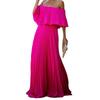 2026 neues europäisches und amerikanisches Damen-Langarmkleid grenzüberschreitend sexy schulterfrei One-Shoulder plissiertes Chiffon-Abendkleid
