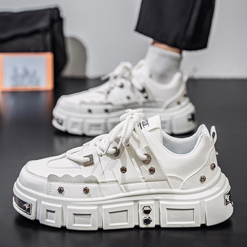 Herren Sportschuhe Punk Weiß Skateboard Schuhe Elevator Plateau Sneaker Student Lila Laufschuhe Übergröße