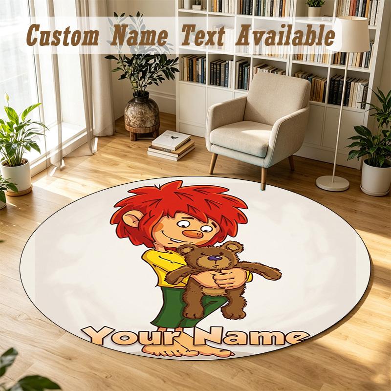 Pumuckl Personalized Round Rug Support Custom Name, Soft Home Decor Mat