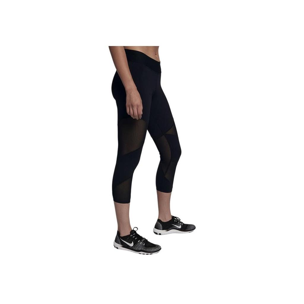 Nike Fly Lux Solid Logo High Waist Training Capris Women Bottoms Black 933628-010
