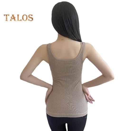 Winter Women Thermal Vest with Chest Pads Seamless Velvet-lined Fast Temperature Lock Heating Slim Fit Elastic Sleeveless Inner Wear Bottoming Tank