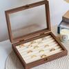 Glass Lid Jewelry Organizer Velvet Earrings Display Tray Multipurpose Ring Display Holder  Store