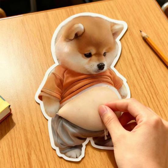 Yousheng Elastic Belly Dog Sticker Anxiety Stress Relief Cartoon Dog Decal with Fat Belly Pinch Belly Puppy Toy DIY Self-adhesive Animal Sticker