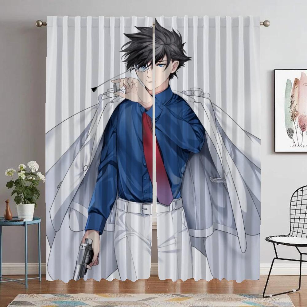 Kaitou Kiddo Kitchen Curtains for Living Room Partition Halloween Decoration Tulle for Bedroom Blackout Curtain Shades Elegant