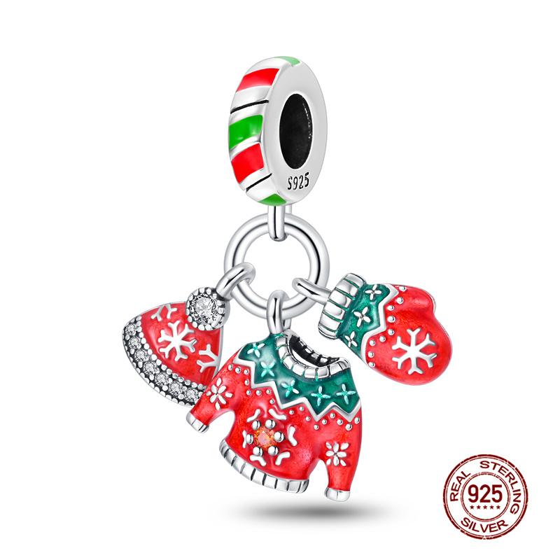 Christmas Party Copper Copper Christmas Snowman Beads Fit Charm Bracelet Pendant Women Diy Fine Jewelry Party Gift