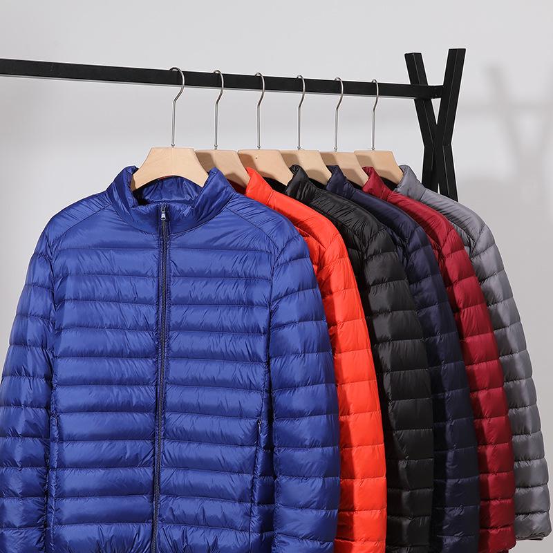 Men's Autumn/Winter Lightweight Down Cotton Jacket - Short, Stand Collar, Hooded, Casual, Thin, Large Size Outerwear for All Ages