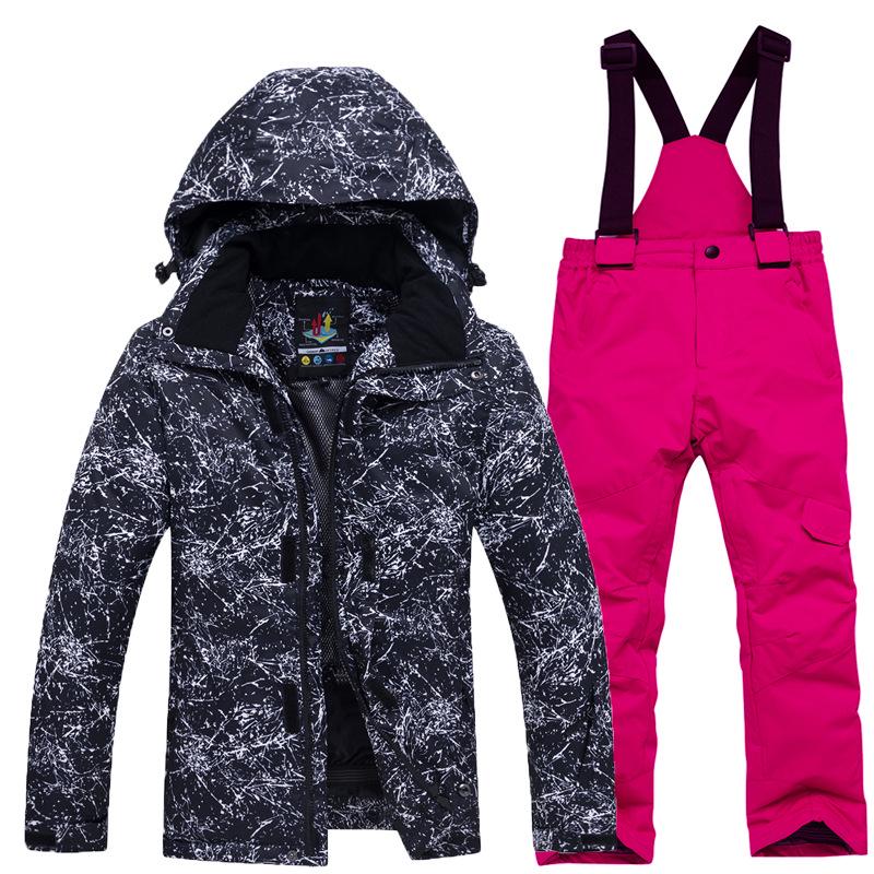 Children's Trendy Ski Suit Set - Warm Top & Pants for Boys and Girls Outdoor Sports