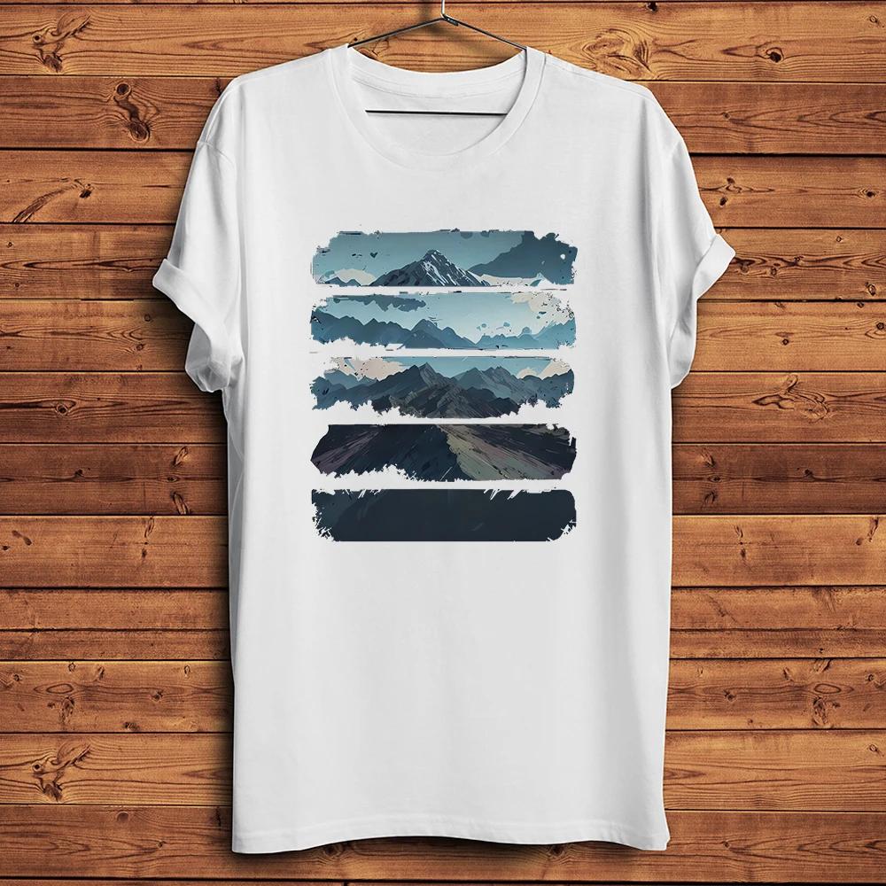 Mountain Clouds Landscape Funny Natural TShirtHomme Unisex Casual Short Sleeve TshirtUnisex Streetwear TeeBreathable Print