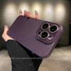 Applicable to iPhone15 lychee leather pattern mobile phone case Apple 14promax crystal lens 13 simple solid color protection