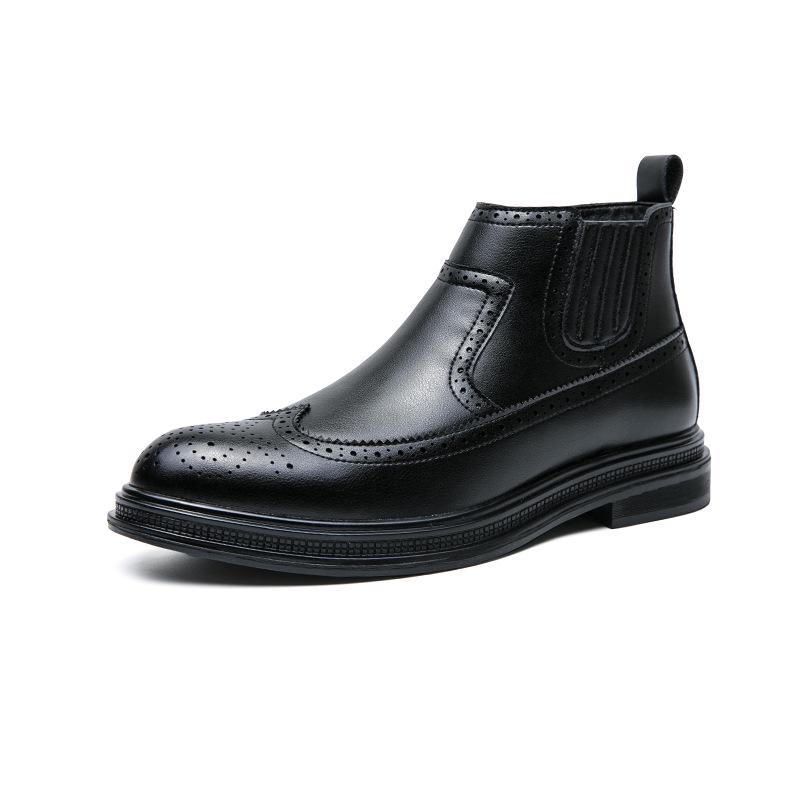Men s High-Top British Style Leather Brogue Work Boots 43 чёрный