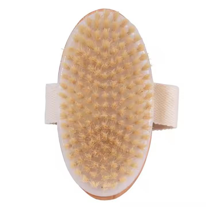Private Label Bath Brush Bamboo Dry Skin Body Brush Boar Bristles Bath Body Scrub Brush