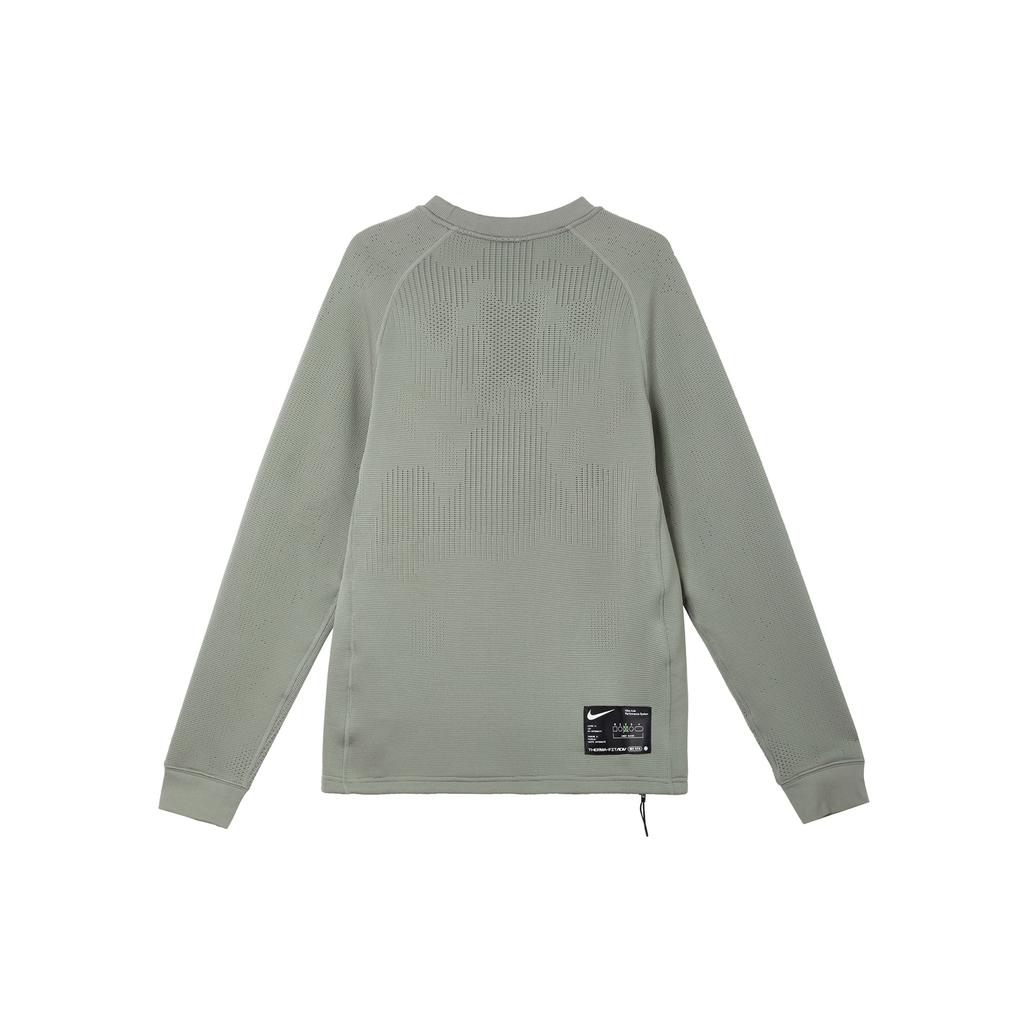 Nike A.P.S. Solid Crew Neck Casual Long Sleeve T-Shirt Men Tops Dark-Mud-Gray FN2974-053