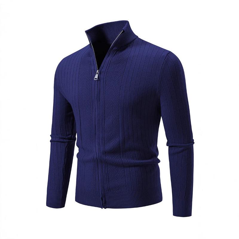 Men S Stand Collar Long Sleeve Jacquard Knit Cardigan Sweater Casual Plus Size