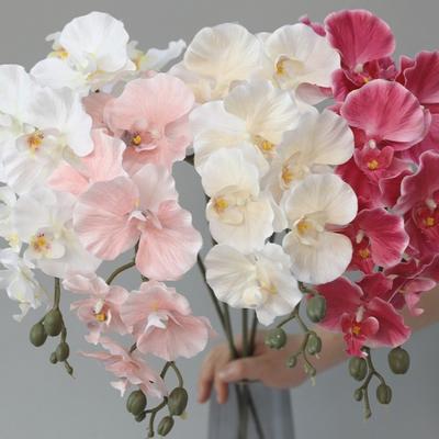 9 Heads Simulation Flower Real Touch Plant Iron Wire Inner Lining Fake Phalaenopsis Flower 98cm 3D Silk Flower Home Decor