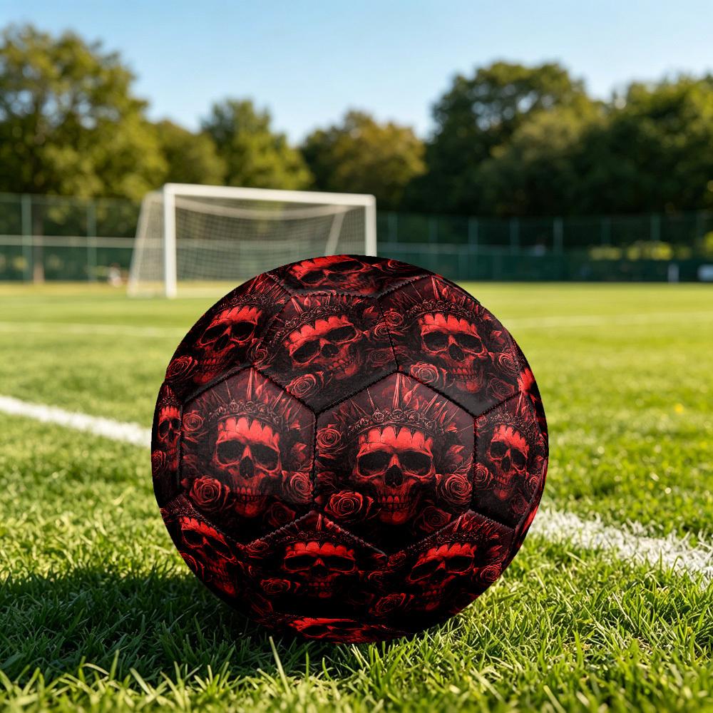 1pc Skull Roses Theme Soccer Ball Football, Size 5, Lightweight PVC, Outdoor Training Soccer Ball,Gift c6530