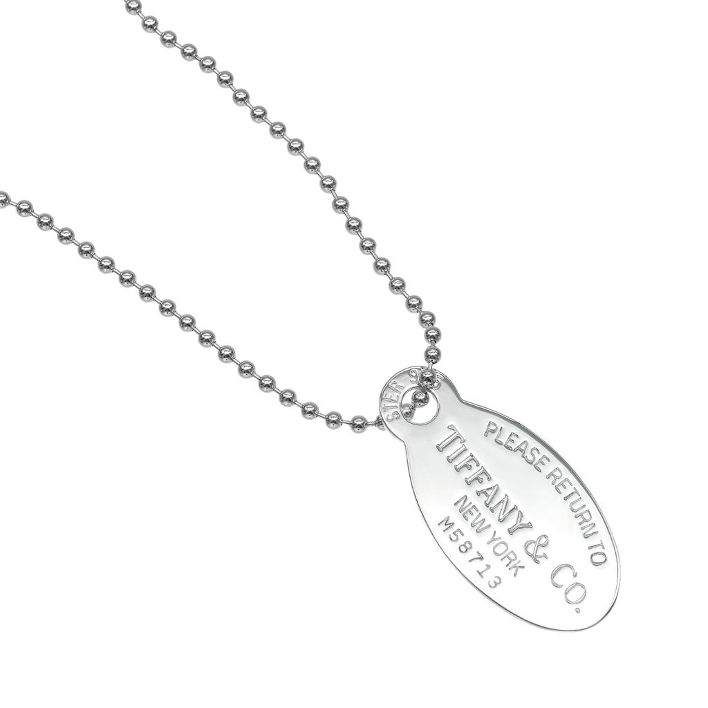 TIFFANY&Co. Return to TIFFANY & Co. oval tag Necklace Silver925 24.2g Women Used