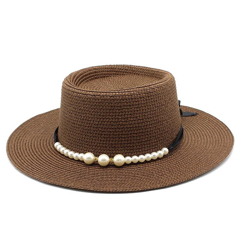 Straw Hat Women'S Summer Concave Top Top Hat Seaside Vacation Pearl Beach Hat Internet Celebrity Straw Hat Sun Hat