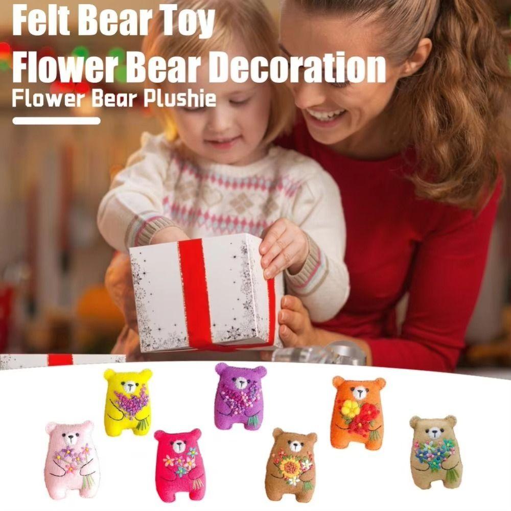 

Felt Floral Little Pocket Hug Bear Doll Mini Flower Bear Toy Cute Bouquet Bear Plush Toy Kids рожевий червоний колір