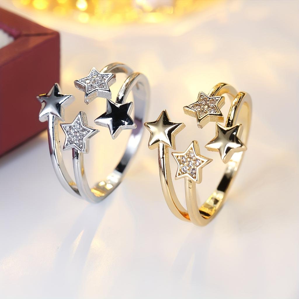 Korean-style New Star Open Ring, Sweet Starry Sky Pentagram Ring