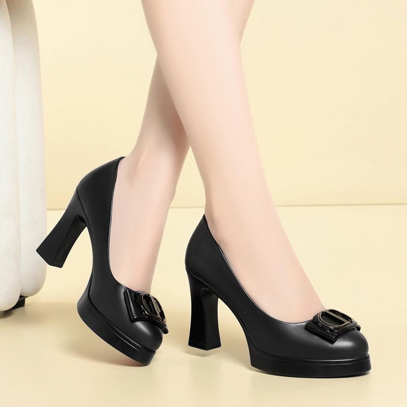 Cheongsam Shoes For Women With Wide-Leg Pants Shoes Single Shoes Catwalk High Heels Without Tiring Feet Women's Leather Shoes