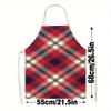 1pc, Red Plaid Tartan Pattern Apron Linen Unisex Kitchen Cooking Apron For Men Women Scottish Checkered Design BBQ Grill Gift