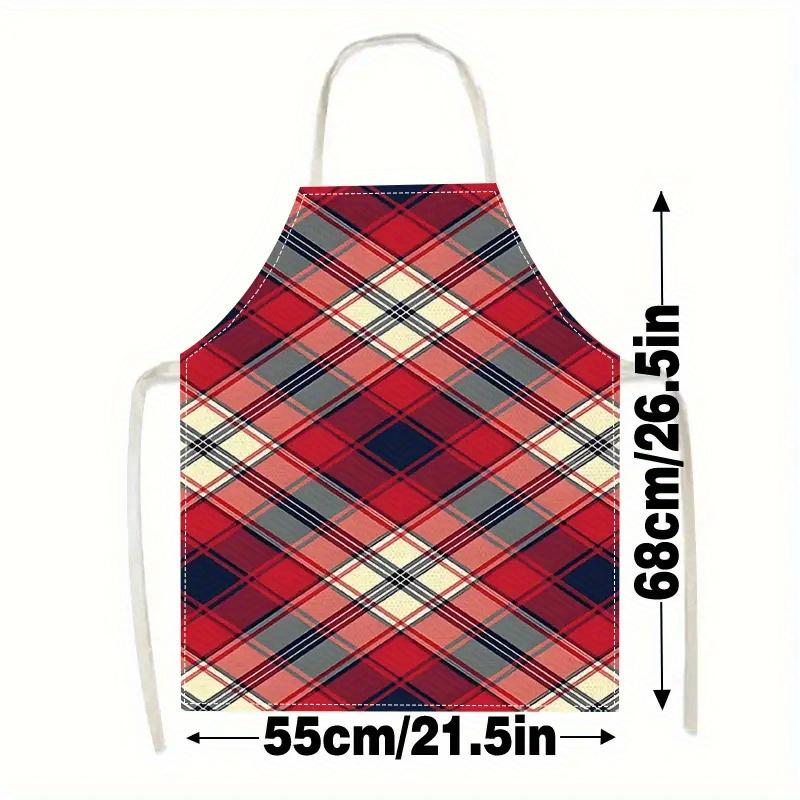 1pc, Red Plaid Tartan Pattern Apron Linen Unisex Kitchen Cooking Apron For Men Women Scottish Checkered Design BBQ Grill Gift