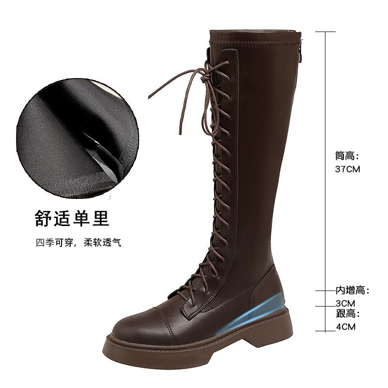 

Осень и зима новые модели но колено эластичные тонкие сапоги толстоподошвенные высокие трубы внутренняя высота увеличение ботинки Мартин бархатные рыцарские сапоги 34