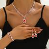 Large Waterdrop Crystal Necklace, Earrings and Bracelet Set - A Three-piece Jewelry Collection