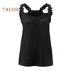 Women Vest V-neck Sleeveless Lace Sling Tops Solid Color Loose Fit Commuter Style Summer Vest Daily Wear