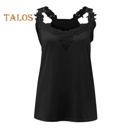 Women Vest V-neck Sleeveless Lace Sling Tops Solid Color Loose Fit Commuter Style Summer Vest Daily Wear