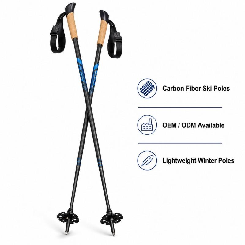 Zeroring Aluminum Carbon Nordic Ski Poles Cross Country Snow Poles With Cork Grip OEM чёрный