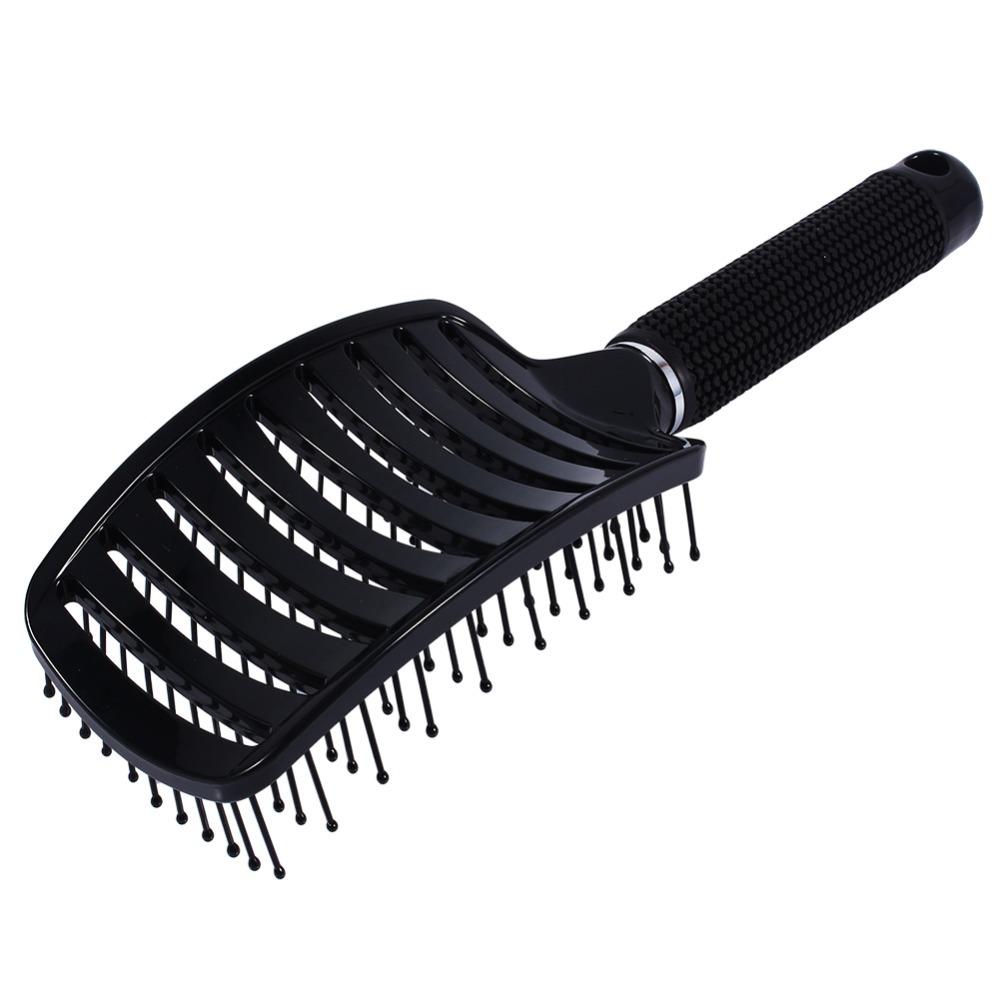 Professional Curved Vent Hair Comb Wide Tine Detangling Hair Brush Massage Comb Brush  Barber Salon чёрный