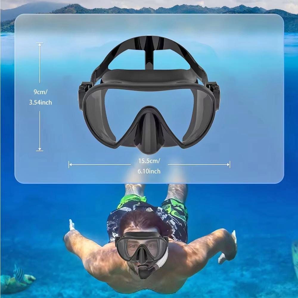 Scuba Diving Snorkeling Frameless Mask Perfect Seal Silicone Skirt Panoramic View Tempered Glass Swim Goggles Suitable for Adult