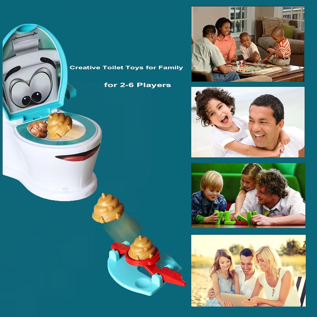 Toilet Poop Shooting Toy, Kids Toy, Turquoise & White, Indoor Play Time