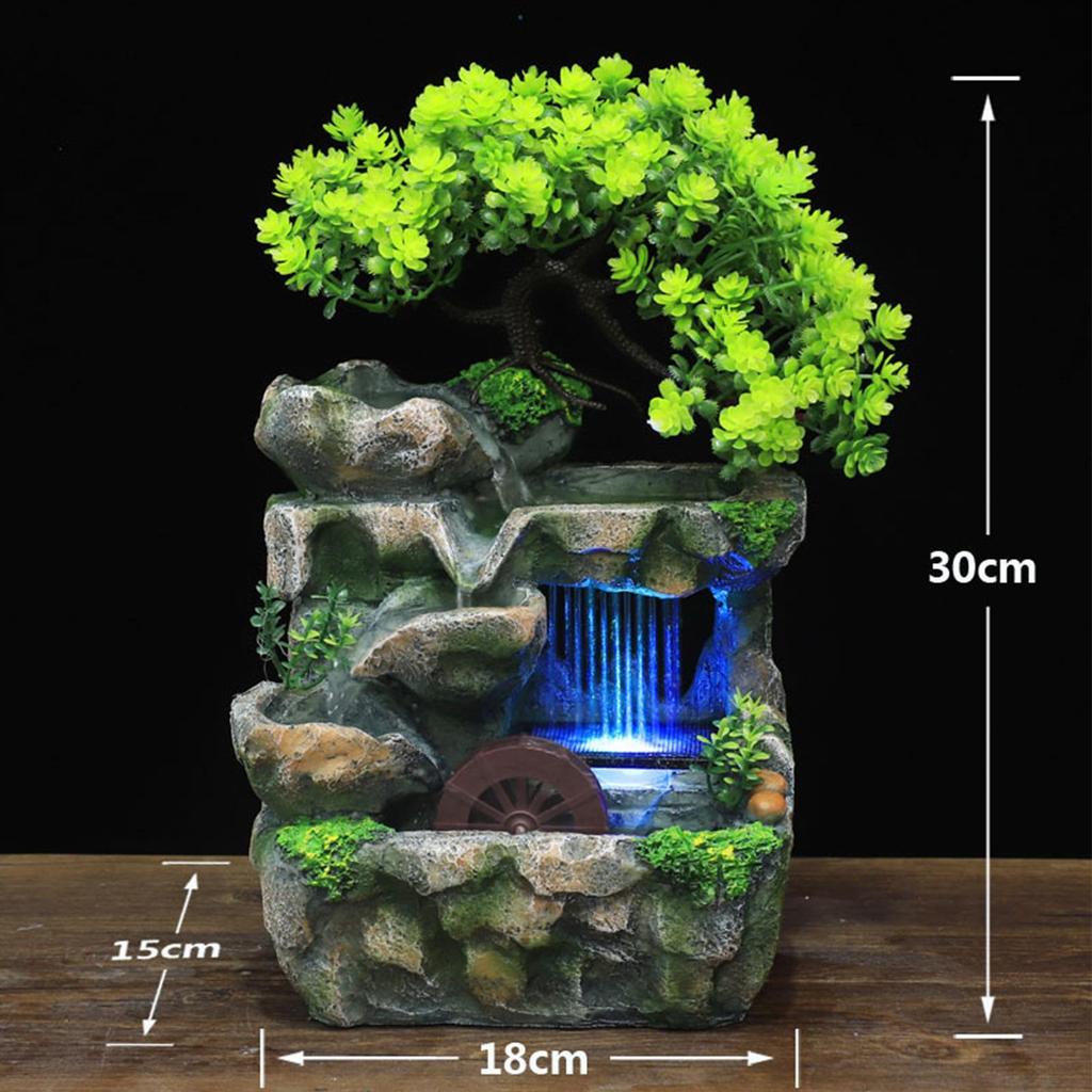 Tabletop Water Fountain with Light Desk Decoration for Living Room Versatile, Automatic Pump