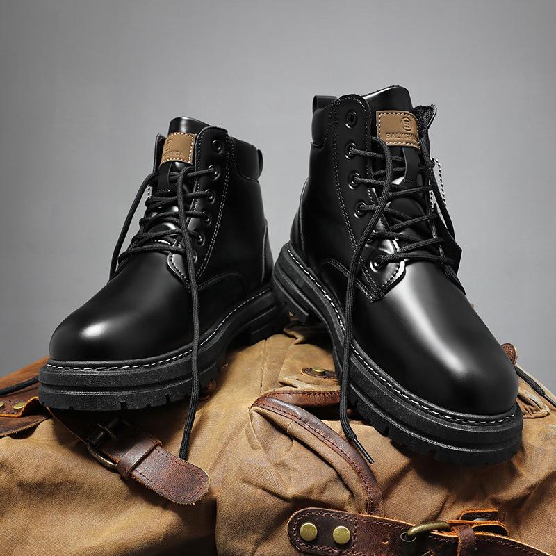 Men's 2025 Autumn Desert Combat Boots High Top Waterproof Work Shoes British Style Leather Outdoor Ankle Boots Comfortable