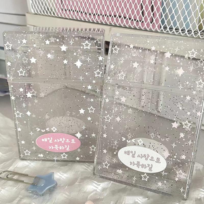 Ins Transparent Ins Photocard Holder Storage Box Flip Storage Box Classification Small Card Organizer Storage Case Stationery