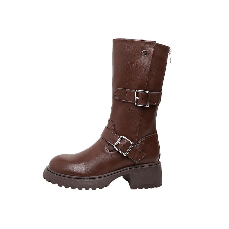 

Сапоги Женские сапоги Узкие Толстоподошвенные Ковбойские сапоги в западном стиле Женские Осенне-зимние До колена Ретро Ботинки Мартин Женские Сапоги для верховой езды 40