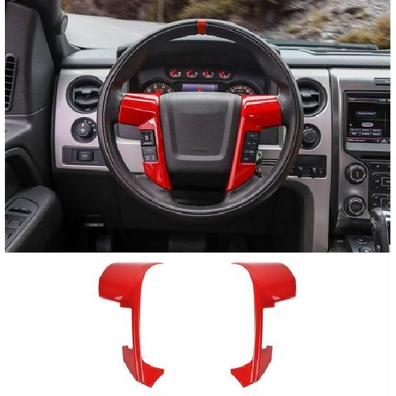 for F150 Steering Wheel Bezel Decorative Trim Cover for F150 Raptor 09-2014 Red
