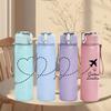 1PC Travel Heart Airplane 750ml Color Plastic Sports Water Bottle Leakproof Flip Straw Lid Suitable for Sports Office Home Use
