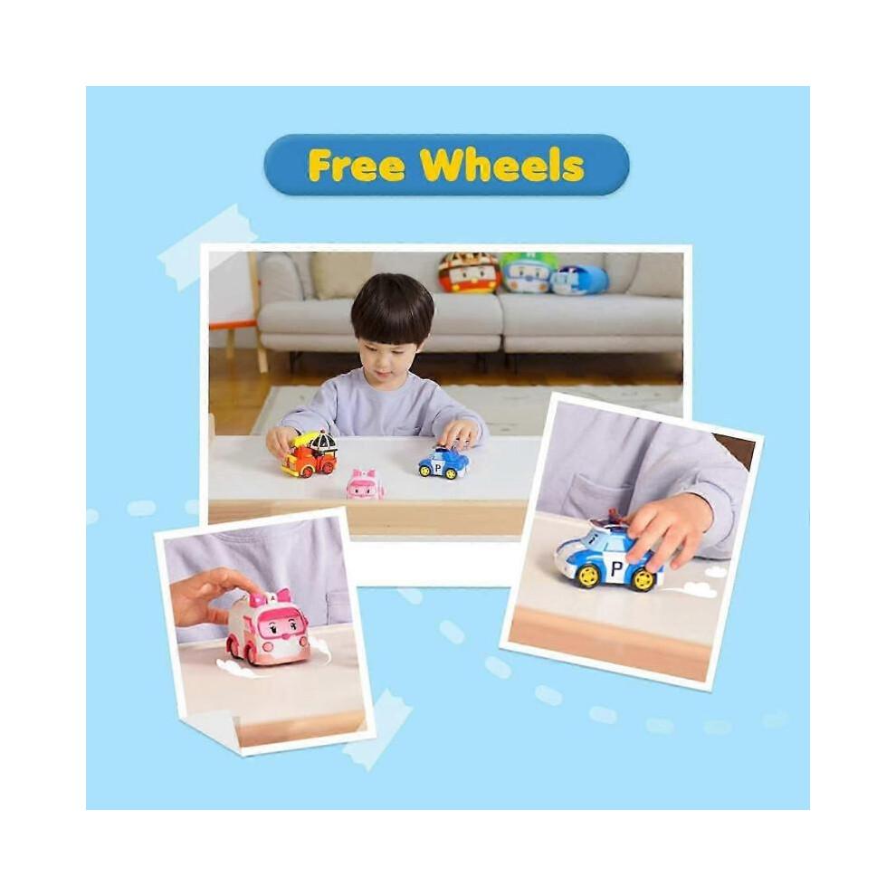 Robocar Poli 4er-Pack: Poli + Amber + Roy + Helly, transformierbare Roboter-Spielzeuge, 10 cm große, transformierbare Actionfiguren, Einsatzfahrzeug-Spielset, Weihnachts- und Geburtstagsgeschenk