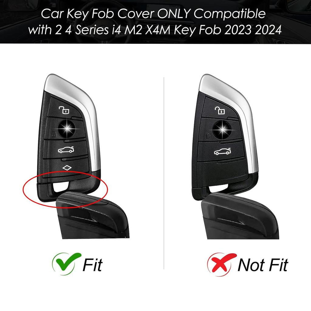 Key Fob Cover for BMW 2 Series 4 Series I4 M2 X4M 2024 Smart Key  Carbon Fiber Key Fob Case Shell Protector for BMW Smart Key