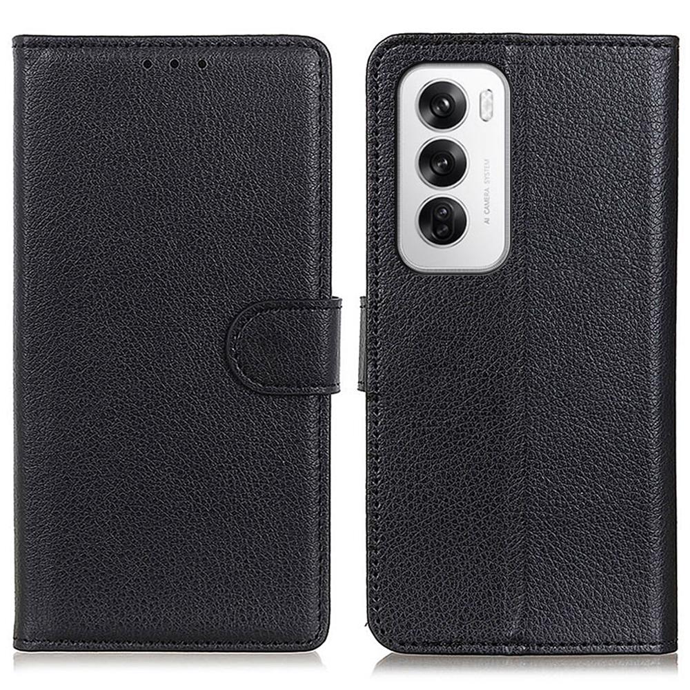For Oppo Reno12 5G (Global) Stand Case Litchi Texture Leather Wallet Phone Cover