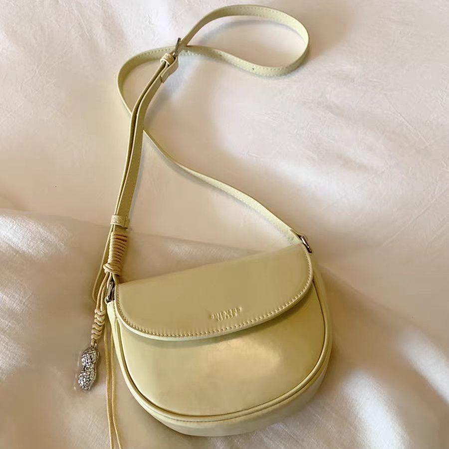 Harajuku Vintage Solid Saddle Bag Women Summer Leather Crossbody Purse Ladies Premium Minimalist Versatile Refined Shoulder Bag