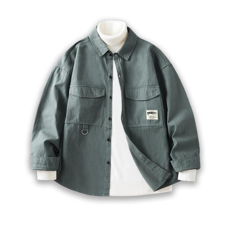 

Весенняя американская ретро рабочая рубашка мужская с длинным рукавом свободная большого размера мужская повседневная куртка 3XL